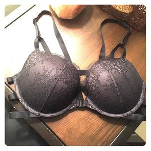 NWOT VS Black Lace Strappy Back Pushup Bra